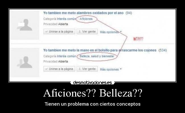 Aficiones?? Belleza?? - Tienen un problema con ciertos conceptos