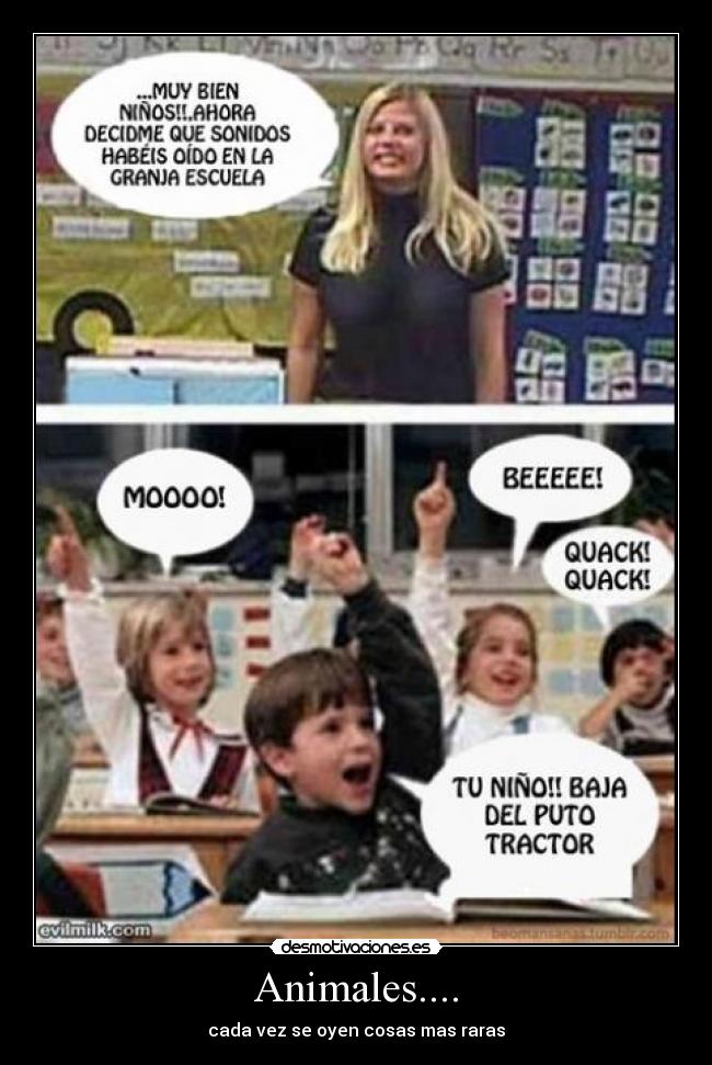 carteles animales nino tractor clase animales desmotivaciones