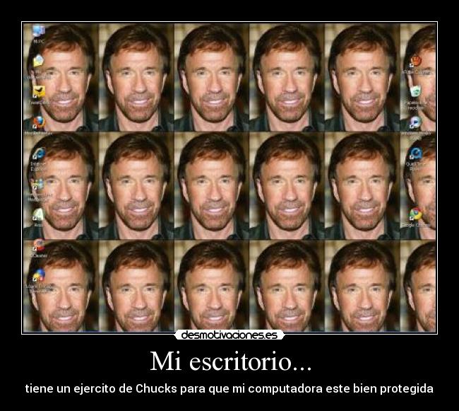 Mi escritorio... - tiene un ejercito de Chucks para que mi computadora este bien protegida