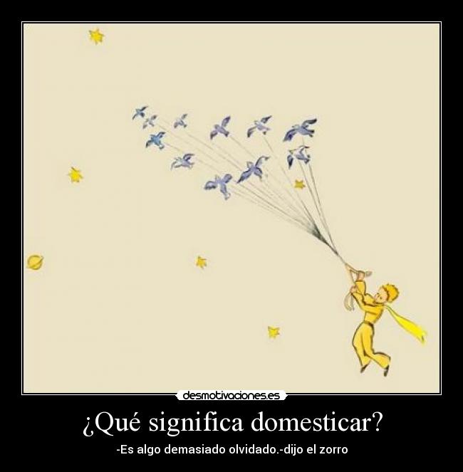 ¿Qué significa domesticar? - -Es algo demasiado olvidado.-dijo el zorro