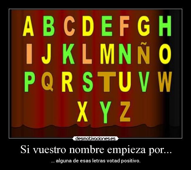Si vuestro nombre empieza por... - ... alguna de esas letras votad positivo.