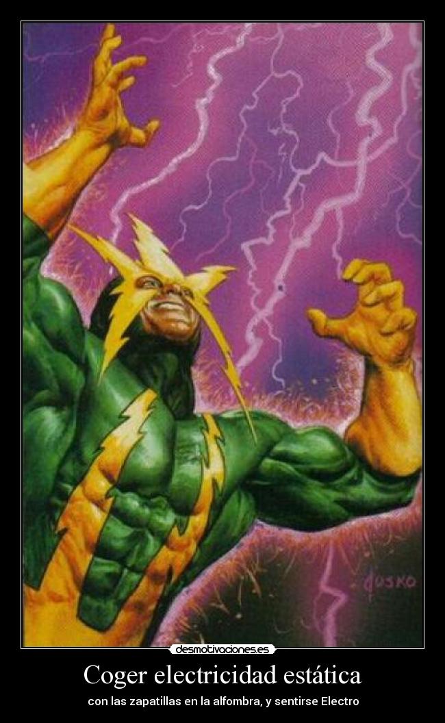 Coger electricidad estática - con las zapatillas en la alfombra, y sentirse Electro