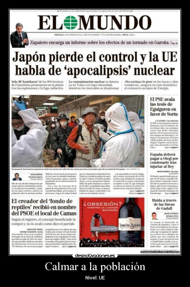 Calmar a la población - Nivel: UE