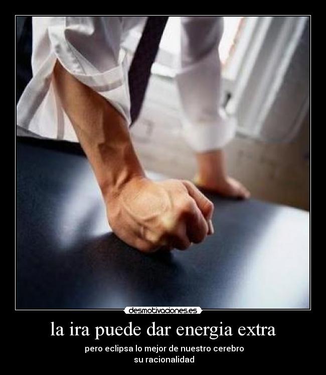 la ira puede dar energia extra - pero eclipsa lo mejor de nuestro cerebro
su racionalidad