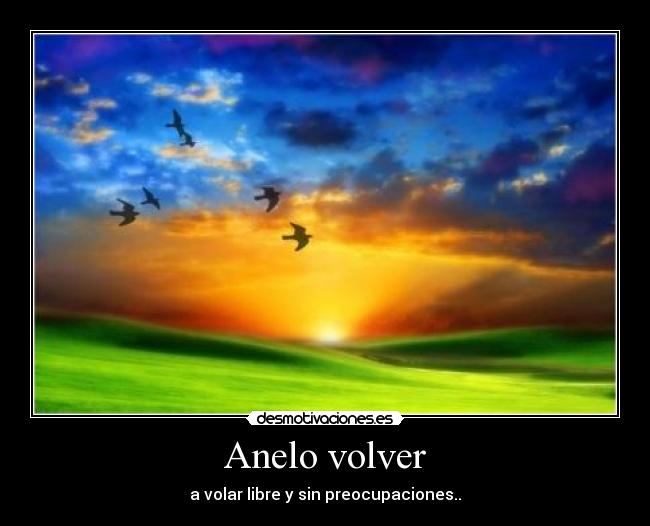 Anelo volver - a volar libre y sin preocupaciones..