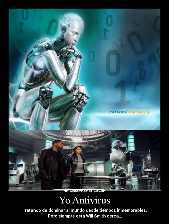 carteles antivirus tratando dominar mundo desmotivaciones