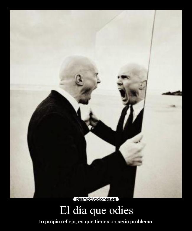carteles espejo reflejo odio serio problema desmotivaciones