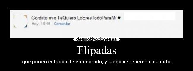 Flipadas - que ponen estados de enamorada, y luego se refieren a su gato.