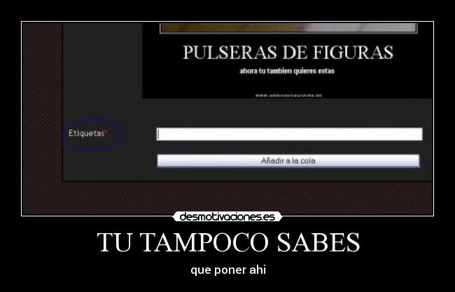 TU TAMPOCO SABES - que poner ahi