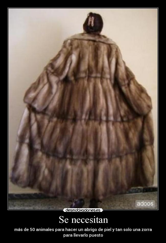 Se necesitan - más de 50 animales para hacer un abrigo de piel y tan solo una zorra
para llevarlo puesto