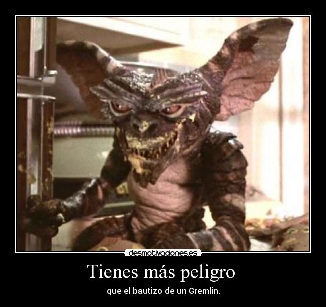 Tienes más peligro  - que el bautizo de un Gremlin.