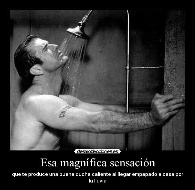 Esa magnífica sensación - que te produce una buena ducha caliente al llegar empapado a casa por la lluvia