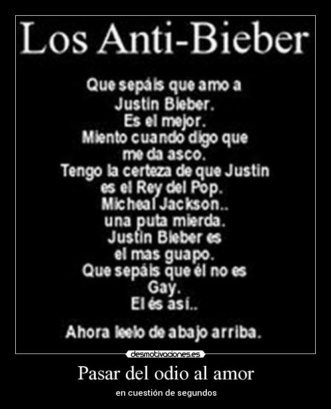 Pasar del odio al amor -