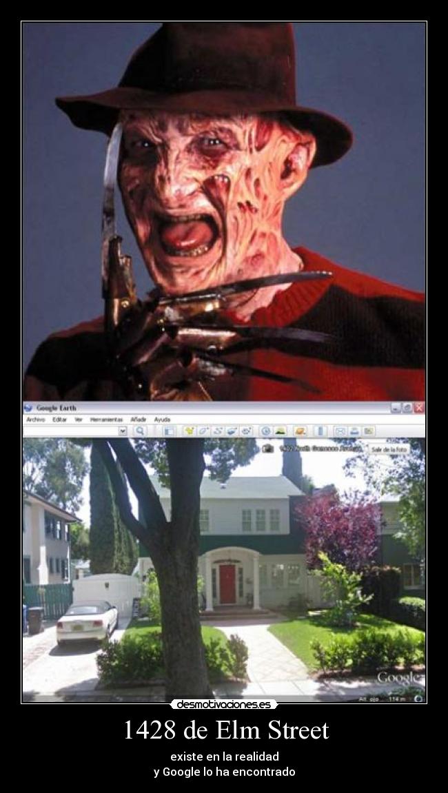 1428 de Elm Street - existe en la realidad
y Google lo ha encontrado