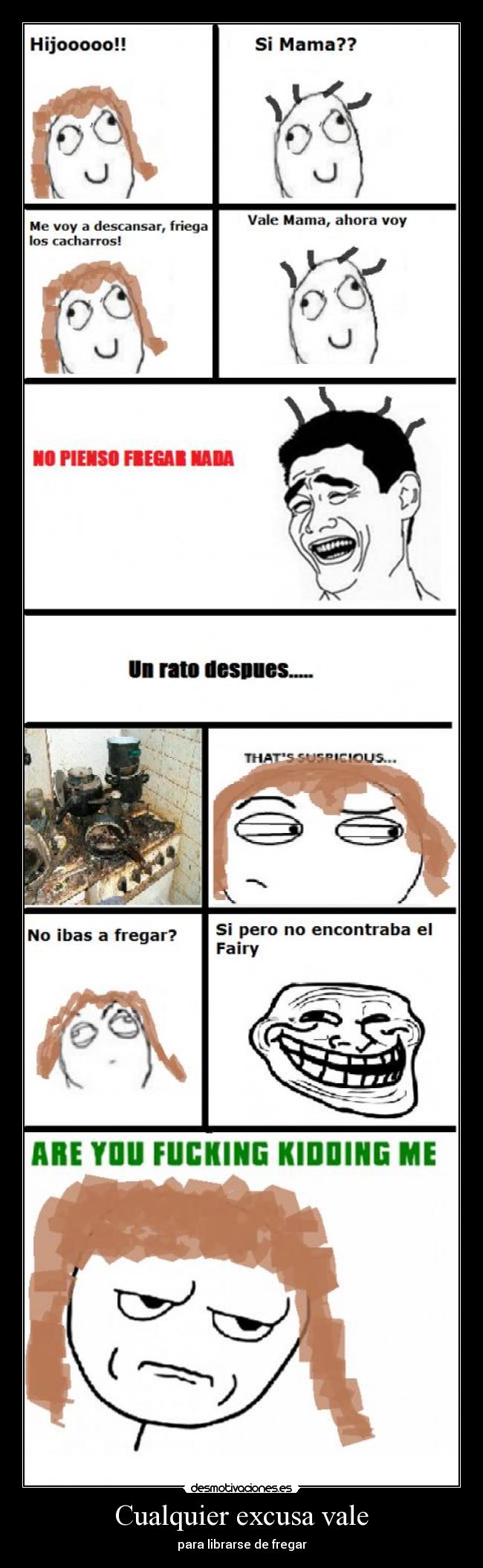 Cualquier excusa vale - para librarse de fregar