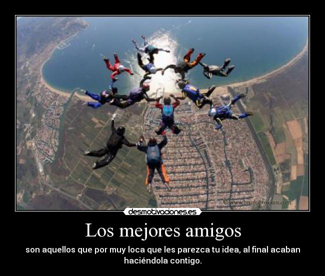 Los mejores amigos - son aquellos que por muy loca que les parezca tu idea, al final acaban
haciéndola contigo.