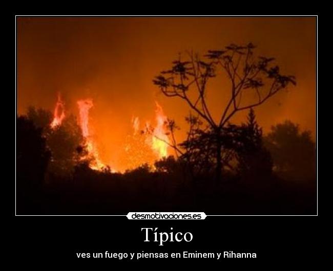 Típico - ves un fuego y piensas en Eminem y Rihanna