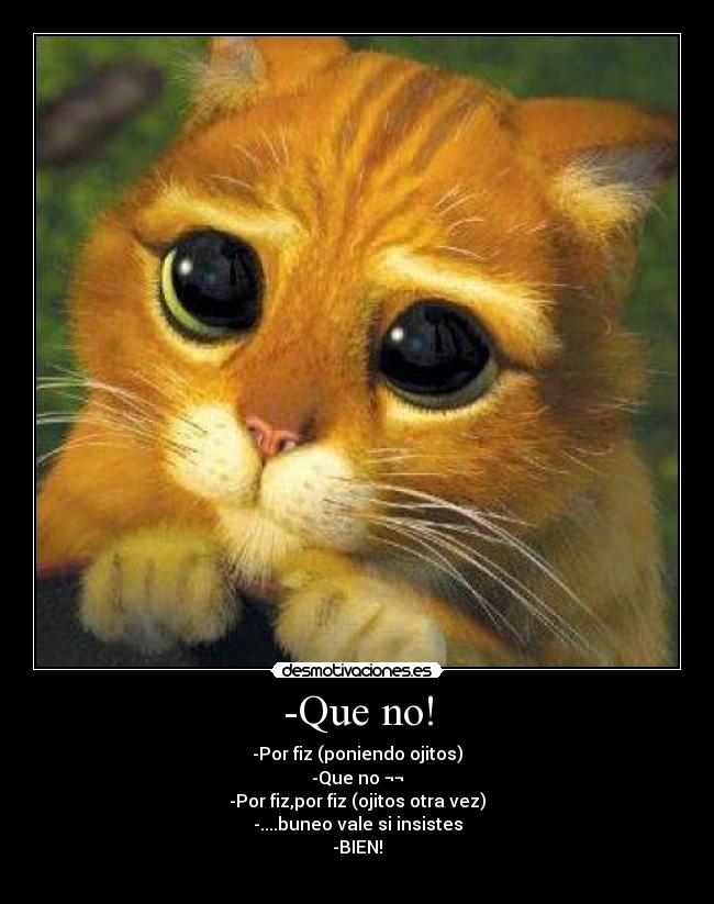 -Que no! - -Por fiz (poniendo ojitos)
-Que no ¬¬
-Por fiz,por fiz (ojitos otra vez)
-....buneo vale si insistes
-BIEN!
