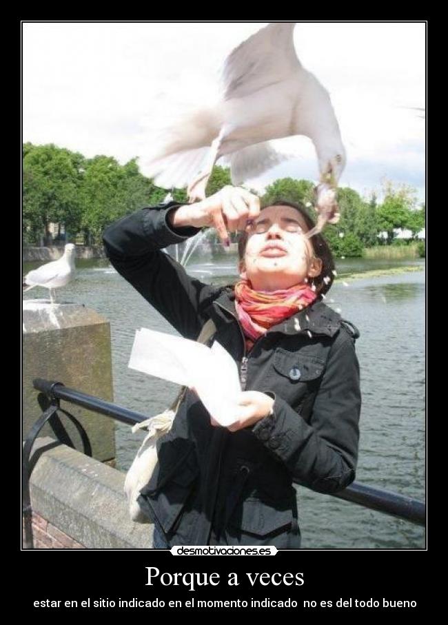 Porque a veces - estar en el sitio indicado en el momento indicado  no es del todo bueno