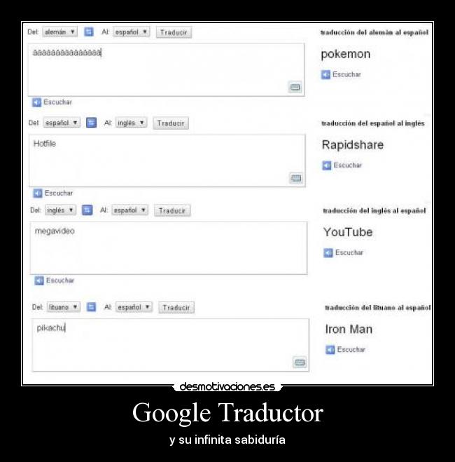 Google Traductor - y su infinita sabiduría