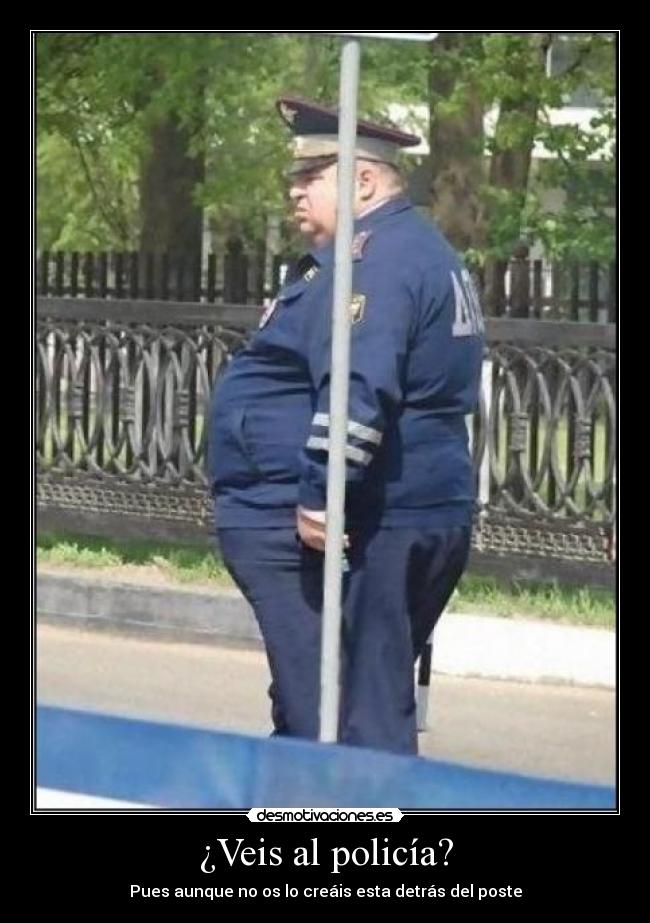 ¿Veis al policía? - Pues aunque no os lo creáis esta detrás del poste
