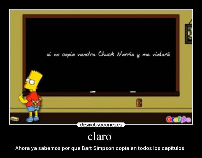 claro  - Ahora ya sabemos por que Bart Simpson copia en todos los capítulos  
