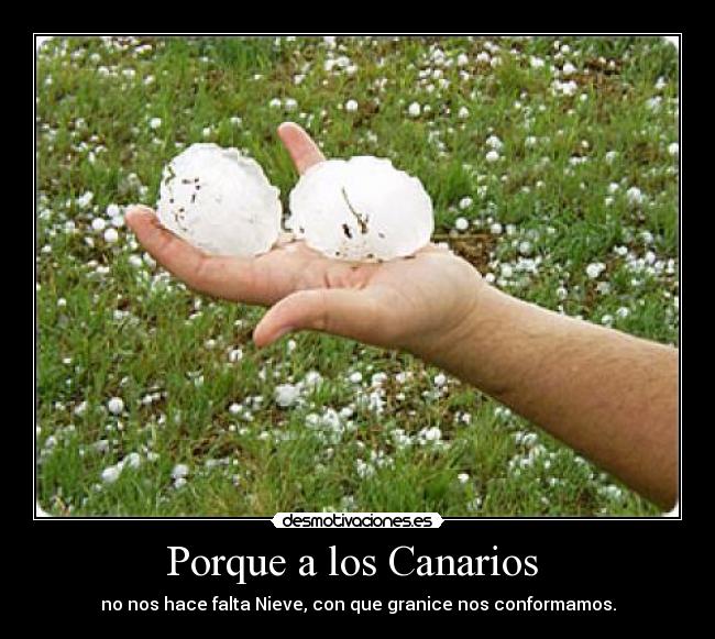 Porque a los Canarios  - no nos hace falta Nieve, con que granice nos conformamos.
