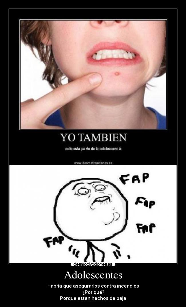 Adolescentes - Habría que asegurarlos contra incendios
¿Por qué?
Porque estan hechos de paja