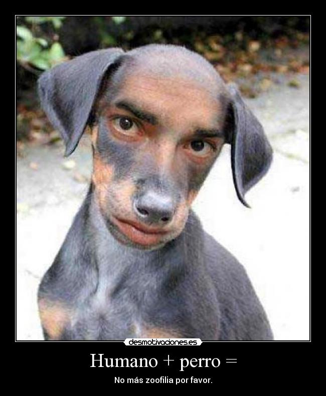 Humano + perro = - No más zoofilia por favor.
