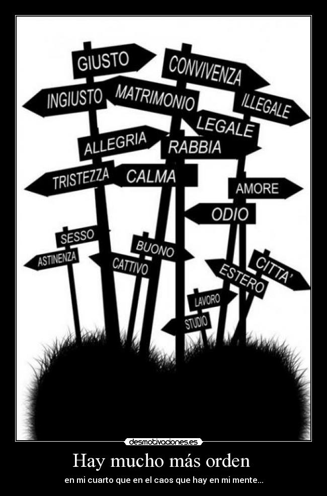 Hay mucho más orden - en mi cuarto que en el caos que hay en mi mente...