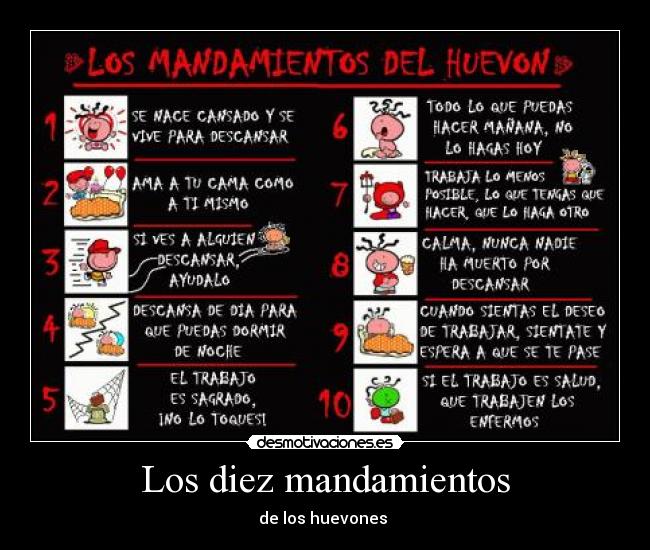Los diez mandamientos - de los huevones 