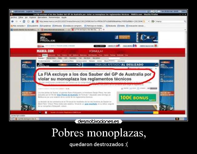 Pobres monoplazas, - 