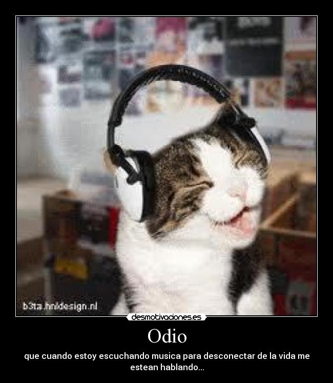 Odio - que cuando estoy escuchando musica para desconectar de la vida me
estean hablando...