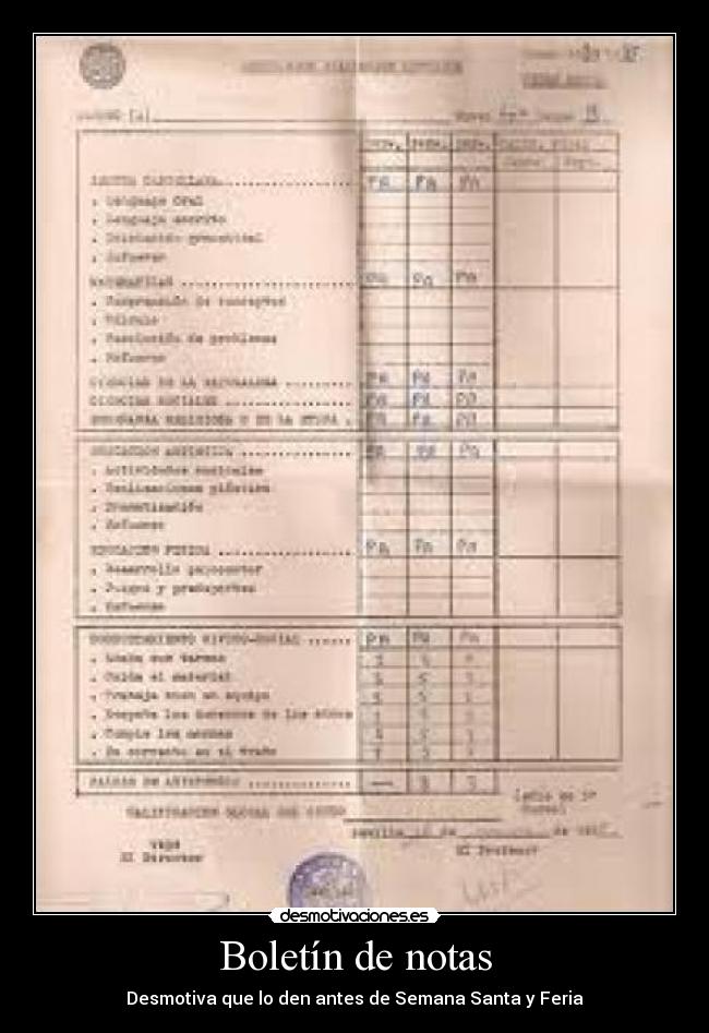 Boletín de notas - 