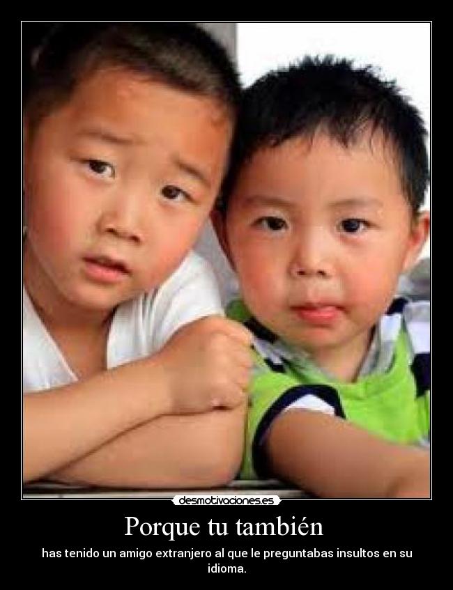 Porque tu también  - has tenido un amigo extranjero al que le preguntabas insultos en su idioma.