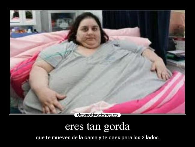 eres tan gorda - que te mueves de la cama y te caes para los 2 lados.