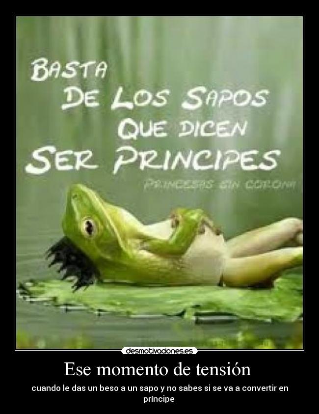Ese momento de tensión  - cuando le das un beso a un sapo y no sabes si se va a convertir en príncipe 
