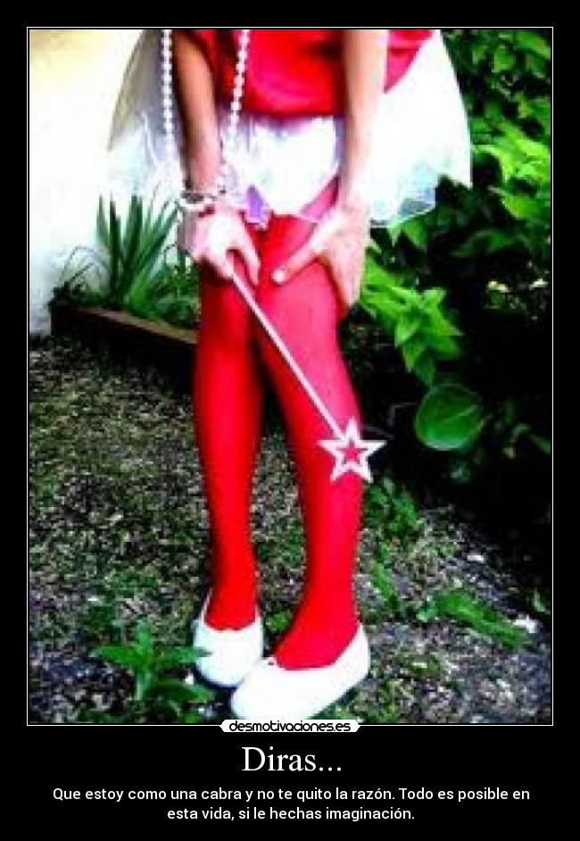 Diras... - Que estoy como una cabra y no te quito la razón. Todo es posible en
esta vida, si le hechas imaginación.