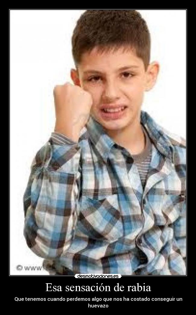 Esa sensación de rabia - Que tenemos cuando perdemos algo que nos ha costado conseguir un huevazo