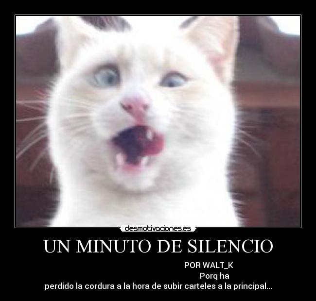 UN MINUTO DE SILENCIO - POR WALT_K
Porq ha
perdido la cordura a la hora de subir carteles a la principal...