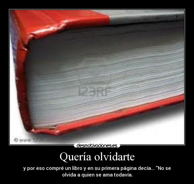 Quería olvidarte - y por eso compré un libro y en su primera página decía... No se
olvida a quien se ama todavía.