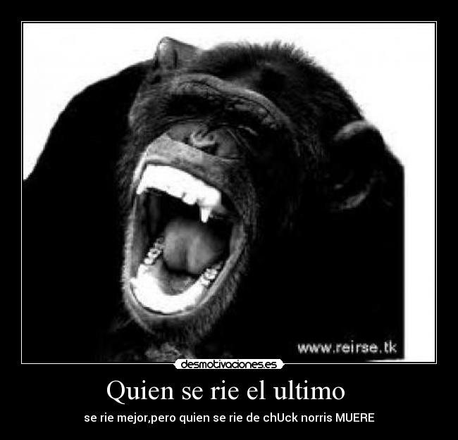 Quien se rie el ultimo  - se rie mejor,pero quien se rie de chUck norris MUERE
