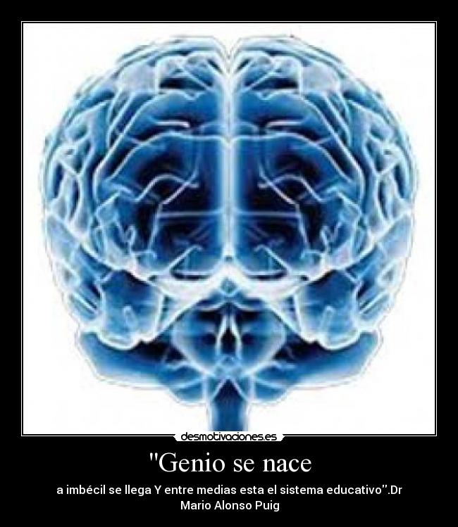 Genio se nace - a imbécil se llega Y entre medias esta el sistema educativo.Dr Mario Alonso Puig