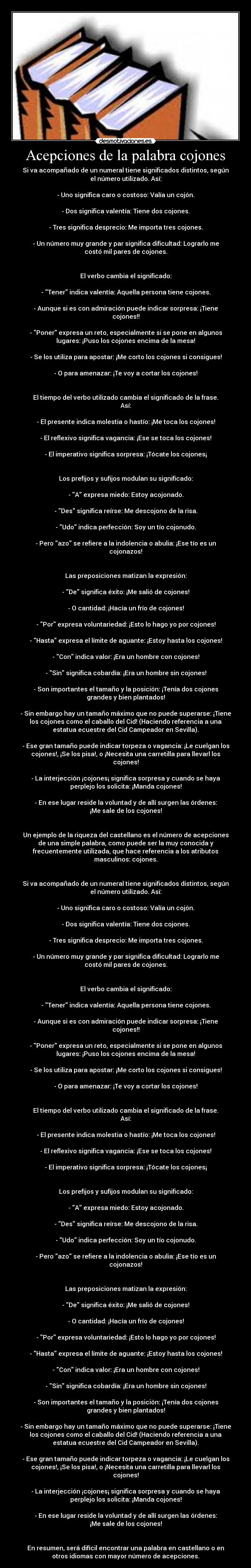 Acepciones de la palabra cojones -