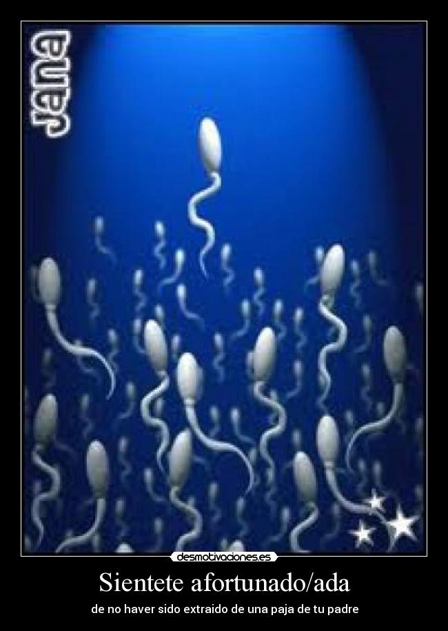 Sientete afortunado/ada - de no haver sido extraido de una paja de tu padre