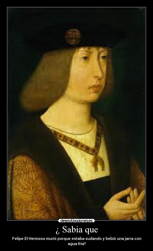 ¿ Sabia que - Felipe El Hermoso murió porque estaba sudando y bebió una jarra con agua fria?