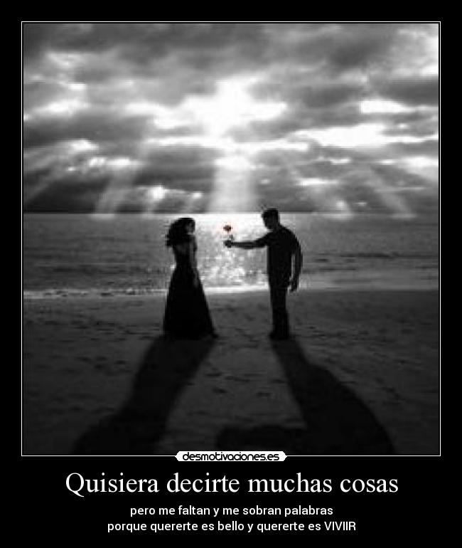 Quisiera decirte muchas cosas - pero me faltan y me sobran palabras
porque quererte es bello y quererte es VIVIIR