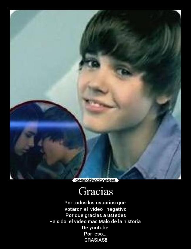Gracias - Por todos los usuarios que
votaron el vídeo negativo
Por que gracias a ustedes
Ha sido el vídeo mas Malo de la historia
De youtube
Por eso....
GRASIAS!!