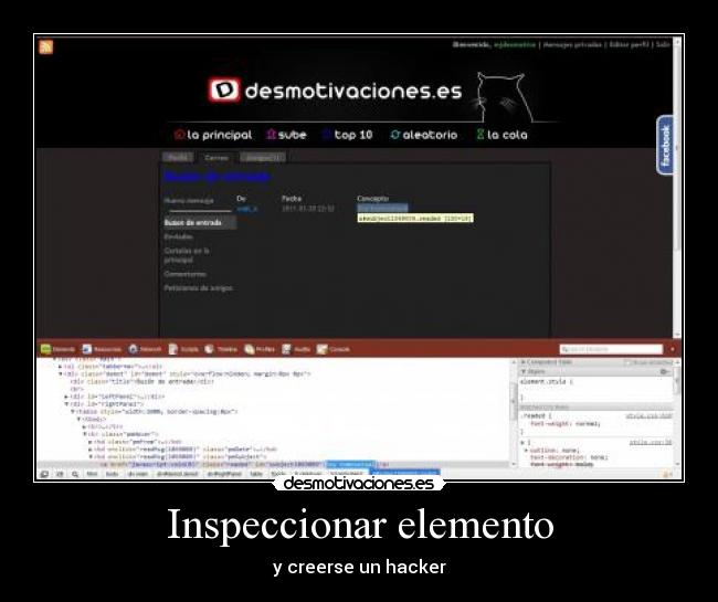 carteles inspeccionar elemento hacker creerse desmotivaciones