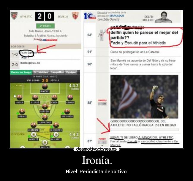 Ironía. - Nivel: Periodista deportivo.
